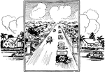 The Streets and Roads ClipArt gallery includes 44 illustrations of highways, roads, streets, lanes, and other corridors intended for vehicular use.