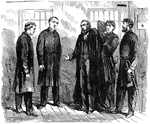 "Preparing the prisoner for execution- putting on the black robe."— Frank Leslie, 1896