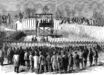 "Execution of Captain Wirz at Washington, D. C., Friday, November 10th, 1865."— Frank Leslie, 1896