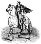 Julius Caesar riding on a horse.