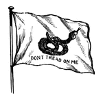 "Rattlesnake Flag of South Carolina, during independence of the states."&mdash;E. Benjamin Andrews, 1895