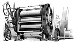 "Calenders heated internally by steam, for spreading India Rubber into sheets or upon cloth, called the 'Chaffee Machine.'"—E. Benjamin Andrews 1895