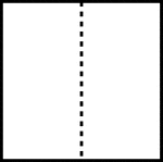 A square divided evenly by a dotted line.