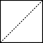 A square divided evenly by a dotted line, known as the diagonal.