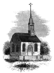 Caughnawaga church. This old church, now (1848) known as the <em>Fonda Academy</em>, under the management of Rev. Douw Van Olinda, is about half a mile east of the court-house, in the village of Fonda. It is a stone edifice, and was erected in 1763 by voluntary contributions. Sir William Johnson contributed liberally. Its first pastor was Thomas Romayne, who was succeeded in 1795 by Abraham Van Horn, one of the earliest graduates of King's (now Columbia) College, in the city of New York. He was from Kingston, Ulster county, and remained its pastor until 1840. During his ministry he united in marriage 1500 couples. The church was without a bell until the confiscated property of Sir John Johnson was sold in the Revolution, when the <em>dinner-bell</em> of his father was purchased and hung in the steeple. The bell weighs a little more than one hundred pounds, and bears the following inscription: "S. R. William Johnson, baronet, 1774. Made by Miller and Ross, in Eliz. Town."