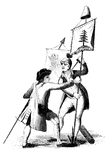 "The Pine-Tree Flag. This engraving is a reduced copy of a vignette on a map of Boston, published in Paris in 1776. The <em>London Chronicle</em>, an anti-ministerial paper, in its issue for Kanuary, 1776, gives the following description of the flag, of an American cruiser that had been captured: 'In the Admirally office is the flag of a provincial privateer."&mdash;Lossing, 1851