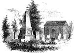 "Paulding's Monument and St. Peter's Church. The site of this church and the grave-yard was a gift of Andrew Johnson, of Perth Amboy, New Jersey. The parish was called St. Peter's; and this and the parish of St. Philip, in the Highlands, were endowed with two hundred acres of land by Colonel Beverly Robinson."&mdash;Lossing, 1851