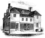 "Penn's House. This view is from Second Street. The building is of imported brick, except the modern addition between the wings, which is now occupied as a clothing store by an Israelite. The house is suffered to decay, and doubtless the broom of improvement will soon sweep it away, as a cumberer of valuable ground."&mdash;Lossing, 1851