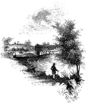 "View at Jefferis' Ford. This view is from the easterly bank of the Brandywine. The ford was at the mouth of the little creek seen issuing from the small bridge on the left. The Brandywine here is broad and shallow, with quite a rapid current."&mdash;Lossing, 1851