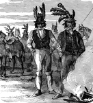 "Delaware Indians acting as scouts for the Federal army in the West. General Fremont, on taking command in the West in 1861, while he shrank from employing the Indians as soldiers, saw the advantage of using them as scouts, and for this purpose organized a band of them, selecting only the most reliable, robust and best characterized. They soon made their value known by the early intelligence they brought of the enemy's movements. Some of them were also employed by General Grant." —Leslie, 1896