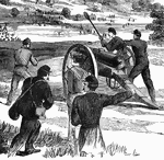 "Battle at Dam No. 4, Potomac River, between Butterfield's brigade and a large Confederate force. A desperate and disastrous action occurred on the banks of the Potomac, at Dam No. 4. General Butterfield's brigade, consisting of the Forty-fourth New York, Seventeenth New York, Eighteenth Massachusetts and One Hundred and Eighteenth Pennsylvania, were ordered to make a reconnoissance on the Virginia side. Crossing over at Dam No. 4, which is about six miles northwest in a straight line from Sharpsburg, and eight south from Williamsport, they had hardly landed when a most murderous fire was opened upon them from an entire division of the Confederate army, every volley of which told, as they had the Federals completely under range. The Federals made a desperate resistance, but they were compelled to retire before superior numbers, and retreated in moderate order across the river." &mdash;Leslie, 1896