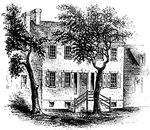 "Dwelling of General McIntosh. This house is the third eastward from Drayton Street, and is said to be the oldest brick house in Savannah. Broad Street, upon which it stands, is a noble avenue, shaded by four rows of Pride-of-India-Trees."&mdash;Lossing, 1851