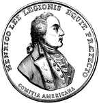 "Medal awarded to Lee. On the twenty second of September, Congress honored Lee with a vote of thanks, and ordered a gold medal to be struck and presented to him. On the front side is a bust of the hero, with the words Henrico Lee, Legionis Equit. Pr&aelig;fecto. Comitia Americana- 'The American Congress to Henry Lee, colonel of cavalry.'"&mdash;Lossing, 1851