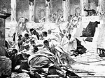 "The Death of Caesar. Naturaly such extraordinary success made him enemies, and though the city seemed in the main to be contented with his rule, it was easy for his ill-wishers to play on the passions of the people by pointing out that he had aimed at the complete overthrow of the constitution and the establishment of a tyranny. It was said that he intended to assume the title of king. Several times a crown was publicly offered to him and he refused it; but his refusal was thought to proceed merely from his perception of the displeasure of the people. A plot was formed against him, and the Ides (15th day) of March, 44 B.C., was fixed upon for his assassination. The rumors of the intended murder got abroad and Caesar was warned of the plot, but he took no notice of these warnings. On the appointed day he was surrounded in the Senate by the conspirators and killed. Among the assassins was one of whom Caesar had always regarded as his especial friend. This was Brutus, and it is said that Caesar, when he recognized him among his assailants, ceased to offer resistance, and exclaiming, 'Thou too, Brutus!' allowed himself to be slain."&mdash;Colby, 1899