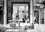 "A Roman house. In early times the private houses of the Romans were very simple, showing little attempt at adornment or luxury, but in the later days of the republic and under the empire, the dwellings of the wealthy were costly and beautiful."&mdash;Colby, 1899