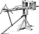 "Catapult from the Roman military system. The Roman army was divided into legions, each of which contained about 6,000 men, although at first the number was much smaller. Each legion was in turn subdivided into ten cohorts. Besides the legionary soldiers, the army comprised bodies of auxiliar troops from the provinces or the allies of Rome. The common weapons were the pilum, or javelin, and a short sword, but slings and bows were also used."&mdash;Colby, 1899