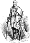 "A Knight Templar. During the Crusades, there were military and religious orders. Between the first and second crusades two peculiar military and religious orders were established. These were the Knights, Hospitalers, or Knights of St. John, and the Knights Templars. The Knights of St. John were organized originally to care for the sick and wounded among the crusaders and pilgrims to Jerusalem. They took the usual vows of monks, but to these were added vows of military service. They had thus a combined religious and military character, being fighting men as well as monks. The Knights Templars wre organized on a similar plan, but their original purpose had been to protect the pilgrims to the Holy Land. At a later date there was another of these orders established under the name of the Tentonic Knights. All three played an important part in the crusades, and they continued to exist long after the crusades were over."&mdash;Colby, 1899