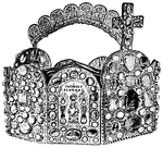 The German Imperial Crown, from the Middle Ages; now in the Treasury at Vienna.