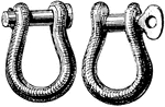 "The bow or clevis, with two eyes and a screwbolt, or bolt and key, which is used for securing a cable to the ring of the anchor."-Whitney, 1902