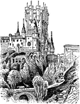 "Alcazar in Segovia. Alcazar is the name of many castles and palaces in Spain. Ciudad-Rodrigo, Cordova, Segovia, toledo and Seville have alcazars."&mdash;(Charles Leonard-Stuart, 1911)