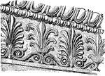 "A molding or frieze ornamented with a series of anthemia, usually in graceful alternation of two forms."-Whitney, 1902