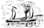 Robert Fulton's steamboat on the Hudson River, 1807