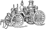 "A Fire Engine is a machine employed for throwing a jet of water for the purpose of extinguishing fires. The more recently constructed fire engines include contrivances for preventing the entrance of mud and gravel. They are usually drawn by two horses, though smaller engines are made to be drawn by hand or by one horse, while steam-propelled engines are in use in some cities."—(Charles Leonard-Stuart, 1911)