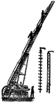 "Fire escapes, to be used from without, consist either of simple ladders kept at convenient stations, or a series of ladders that can be joined together; of poles with baskets attached; of ropes with weights at one end, that they may be thrown into windows; of combinations of ladders, ropes, bags, baskets, nets, etc."&mdash;(Charles Leonard-Stuart, 1911)
