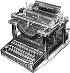 "A Typewriter is a machine fitted with types which print by a pressure on the keys with the fingers. The principle, briefly stated, is that of a series of rods pivoted to keyed rods, similar to the action of a pianoforte, the ends of the rods carrying the characters of the alphabet and all striking on a common center. There is a self-inking arrangement, and several minor improvements have been added in recent years, bringing the invention to a high state of perfection. The writing machine called the typewriter was invented at Milwaukee, Wis., in 1867, by C. Latham Sholes, Samuel W. Soule, and Carlos Glidden."&mdash;(Charles Leonard-Stuart, 1911)