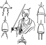 "A cap worn by the flamines and salii at Rome. The essential part of the apex, to which alone the name properly belonged, was a pointed piece of olive-wood, the base of which was surrounded with a lock of wool. This was worn on the top of the head, and was held there either by fillets only, or, as was more commonly the case, by the aid of a cap which fitted the head, and was also fastened by means of two strings or bands." &mdash; Smith, 1873