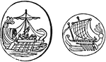 "An ornament of wooden planks, which constituted the highest part of the poop of a ship. From the representations of two ancient ships annexed, we see the position of the aplustre. It rose immediately behind the gubernator, who held the rudder and guided the ship, and it served in some degree to protect him from the wind and the rain." &mdash; Smith, 1873