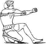 "The bow used for shooting arrows, is one of the most ancient of all weapons, but is characteristic of Asia rather than of Europe. In the Roman armies it was scarcely ever employed except by auxiliaries; and these auxiliaries, called sagittarii, were chiefly Cretans and Arabians. When not used the bow was put into a case which was made of leather, and sometimes ornamented. This image shows a drawing the bow." &mdash; Smith, 1873