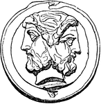 "The unit of value in the Roman and old Italian coinages, was made of copper, or of the mixed metal called Aes. It was originally of the weight of a pound of twelve ounces whence it was called as libralis and aes grave. The oldest form of the as is that which bears the figure of an animal. The next and most common form is that which has the two-faced head of Janus on one side, and the prow of a ship on the other (whence the expression sed by Roman boys in tossing up)" &mdash; Smith, 1873