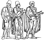 "Trowsers, pantaloons, were common to all the nations which encircled the Greek and Roman population, extending from the Indian to the Atlantic ocean, but were not worn by the Greeks and Romans themselves. Accordingly the monuments containing representations of people different from the Greeks and romans exhibit them in trowsers, thus distinguishing them from the latter people. An example is seen in the preceding group of Sarmatians." &mdash; Smith, 1873