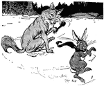 Scene from the story, "The Rabbit and the Wolf"
