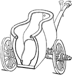 "A chariot, a car. These terms appear to have denoted those two wheeled vehicles for the carriage of persons, which were open overhead, thus differing from the corpentum, and closed in front, in which the differed from the cisium. The most essential articles in the construction of the currus were, 1. The rim. 2. The axle. 3. The wheels, which revolved upon the axle and were prevented from coming off by the insertion of pins into the extremities of the axles. The parts of the wheel were: a. The nave. b. The spokes. c. The felly. d. The tire. 4. The pole." &mdash; Smith, 1873