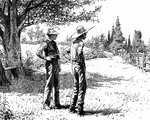 Two men standing outside