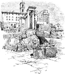 "Temple of Saturn, Tabularium and Tower of Capitol." &mdash; Young, 1901