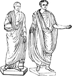 "The following cuts represent, the first more ancient, and the second the later mode of wearing the toga." &mdash; Anthon, 1891