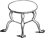"The simplest kind of table was a round one with three legs. It is shown in the drinking scene painted on the wall of a wine shop at Pompeii, and is represented in the annexed woodcut. Tables, however, must usually have had four legs. For the houses of the opulent, tables were made of the most valuable and beautiful kinds of wood, especially of maple, or of the citrus of Africa, which was a species of cypress or juniper. As the table was not large, it was usual to place the disches and the various kinds of meat upon it, and then to bring it thus furnished to the place where the guests were reclining. On many occasions, indeed, each guest either had a small table to himself, or the company was divided into parties of two or three, with a seperate table for each party, as is distinctly represented in the cut under Symposium." &mdash; Smith, 1873