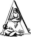 The letter A, with children.