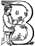 The letter b, with children.
