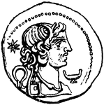 Coin of Piso with bust on front and wreath on back. Front.
