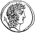 Coin of Piso with bust on front and bird on back. Front.