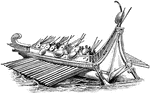 A Roman battle ship manned by many oarsmen.