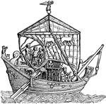 A Roman Trading vessel laden with goods.
