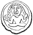A Gallic coin with a human figure on the front. Front.