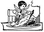 Child eating roast beef.