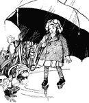 Rainy day, girl with her umbrella.
