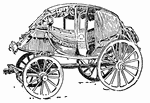 A stage coach of the eighteenth century